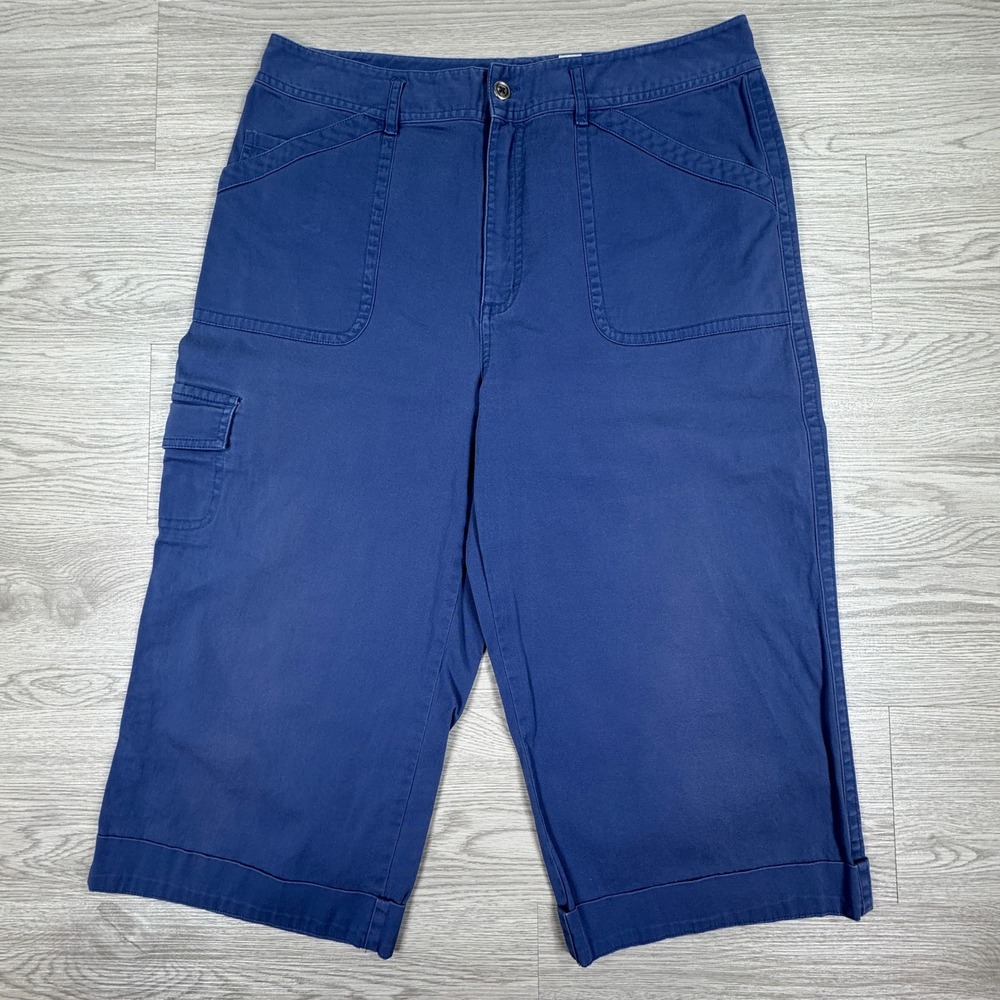 Chico's Women's Crop Pants Cargo Utility Purple/Blue Sz 2(12) Large Cotton